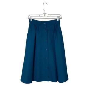 Vintage Carissa Jeffrey Wool Blend Pleated Button Front Skirt Women's Size 5/6